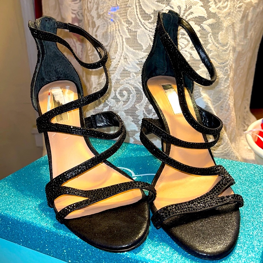 I.N.C. International Black crystal strapped heels Size 10